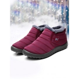 Unisex Waterproof Fur Lined Flat Heel Snow Boots