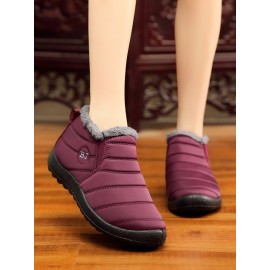Unisex Waterproof Fur Lined Flat Heel Snow Boots