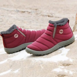 Unisex Waterproof Fur Lined Flat Heel Snow Boots