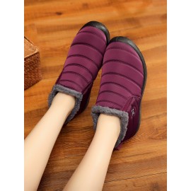 Unisex Waterproof Fur Lined Flat Heel Snow Boots