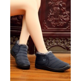 Unisex Waterproof Fur Lined Flat Heel Snow Boots