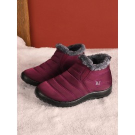 Unisex Waterproof Fur Lined Flat Heel Snow Boots