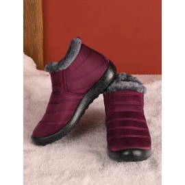 Unisex Waterproof Fur Lined Flat Heel Snow Boots