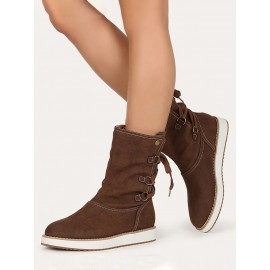 Casual Leopard Snake Print Lace-up Print Boots