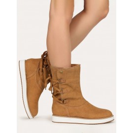 Casual Leopard Snake Print Lace-up Print Boots