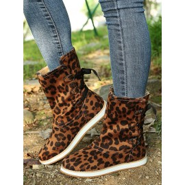 Casual Leopard Snake Print Lace-up Print Boots