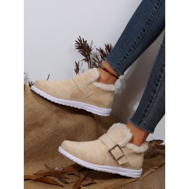 Casual Plain Non-Slip Slip On Flat Heel Snow Boots Buckle