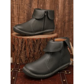 Women Casual Plain All Season Commuting Closed Toe PU Vintage Style Rubber Classic Boots Boots