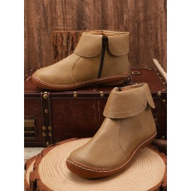 Women Casual Plain All Season Commuting Closed Toe PU Vintage Style Rubber Classic Boots Boots