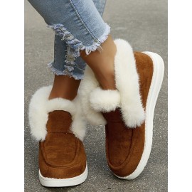 Women's Split Joint Furry Flat Heel Snow Boots