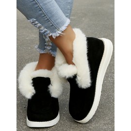 Women's Split Joint Furry Flat Heel Snow Boots
