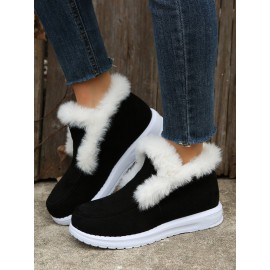 Women's Split Joint Furry Flat Heel Snow Boots
