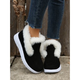 Women's Split Joint Furry Flat Heel Snow Boots