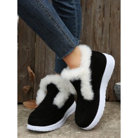 Women's Split Joint Furry Flat Heel Snow Boots