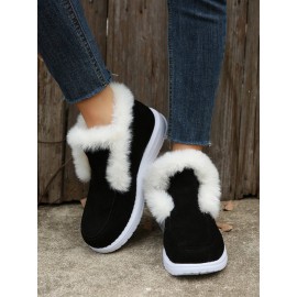 Women's Split Joint Furry Flat Heel Snow Boots