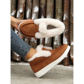 Women's Split Joint Furry Flat Heel Snow Boots