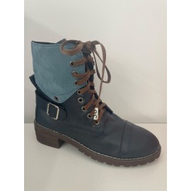 Retro Stitching Lace-up Zipper Boots