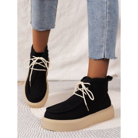 Casual Plain Non-Slip Zipper Block Heel Moccasin Boots