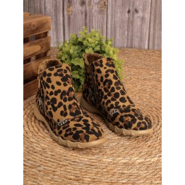 Faux Leather Panel Zip and Fleece Soft Ankle Ankle Boots