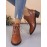 Vintage Plain Non-Slip Lace-Up Block Heel Classic Boots