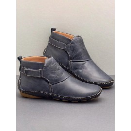 Women Casual Green Daily Adjustable Soft Leather Booties