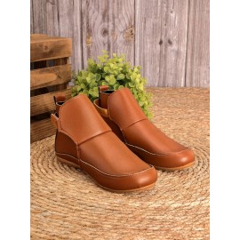 Women Casual Green Daily Adjustable Soft Leather Booties