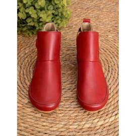 Women Casual Green Daily Adjustable Soft Leather Booties
