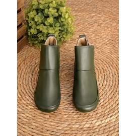 Women Casual Green Daily Adjustable Soft Leather Booties
