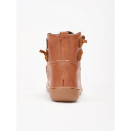 Women Casual Soft Braided Strap Lether PU Flat Heel Snow Boots