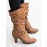 Casual Ruched Buckle Chunky Heel Boots
