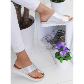 Women Casual Low Heel Open Toe Casual Sliver Sandals