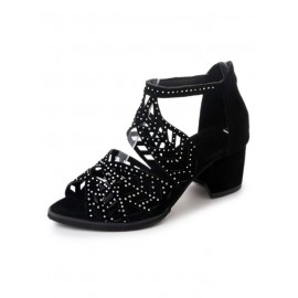 Ladies Elegant Cutout Open Toe Block Heel Sandals