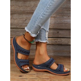 Retro Style Hollow Out Circular Embroidery Foot Casual Slippers