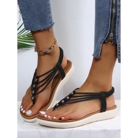 Beaded Thin Strap Bohemian Thong Sandals