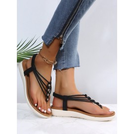 Beaded Thin Strap Bohemian Thong Sandals