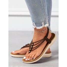 Beaded Thin Strap Bohemian Thong Sandals