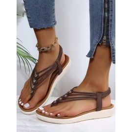 Beaded Thin Strap Bohemian Thong Sandals