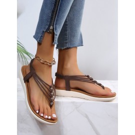 Beaded Thin Strap Bohemian Thong Sandals
