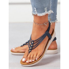 Beaded Thin Strap Bohemian Thong Sandals