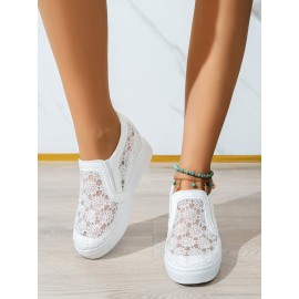 Flower Embroidery Detail Hidden Heeled Shoes