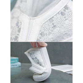 Flower Embroidery Detail Hidden Heeled Shoes