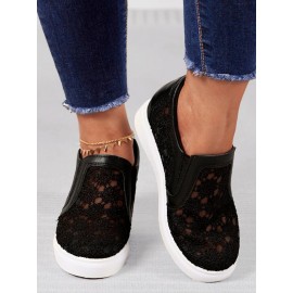 Flower Embroidery Detail Hidden Heeled Shoes