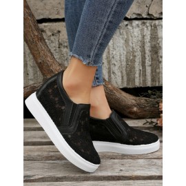 Flower Embroidery Detail Hidden Heeled Shoes