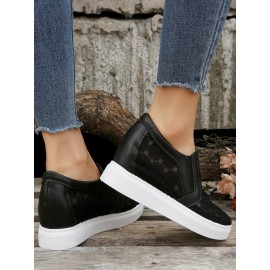 Flower Embroidery Detail Hidden Heeled Shoes