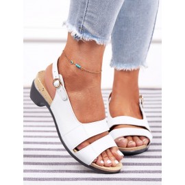 Solid Color Vintage Casual Chunky Heel Sandals