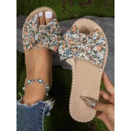 Summer Fabric Floral Vacation Slide Sandals