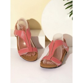 Retro Solid Color Casual Velcro Portable Sandals