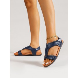 Retro Solid Color Casual Velcro Portable Sandals