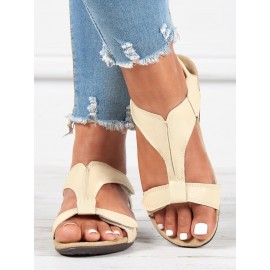 Retro Solid Color Casual Velcro Portable Sandals