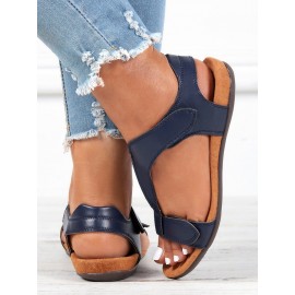 Retro Solid Color Casual Velcro Portable Sandals